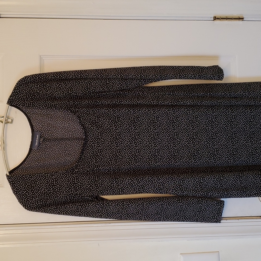 Long sleeve black polka dot maxi dress
